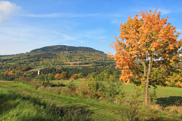 Herbstblick zur Ostseite des Pöhlberges, wo sich zahlreiche Bergwerke befanden